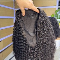 Prêt à expédier 100% bombe pour cheveux vierges brésiliens non transformés demi-perruque Afro crépus bouclés cheveux humains pour femmes noires
