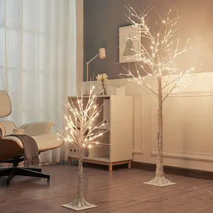 De gros blanc chaud intérieur lumières d&#39;arbre de noël-Butimart — fausse lampe de table de noël, 90cm, fausse perruque blanche chaude, décoration avec branches d'arbre de bouleau LED