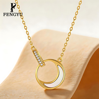 Collier de luxe en gros en argent sterling 925 avec pendentifs ronds en coquillage et zircon plaqué or 18 carats pour femmes, bijoux fins personnalisés