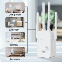 Répéteur WiFi double bande 2,4 GHz/5,8 GHz 300 Mbps avec prise EU, amplificateur Internet avec couverture de 150 m² et 4 antennes externes