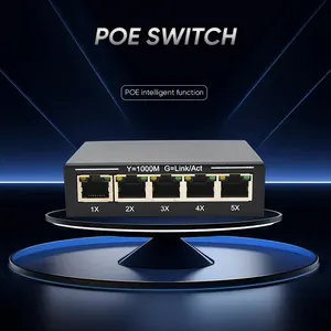 Saklar Ethernet Gigabit latensi rendah, sakelar jaringan Gigabit 5*10/100/1000M RJ45 10G/2K untuk gaming rumah plastik/besi