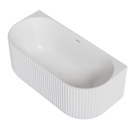 Baignoire Spa Acrylique Autoportante d'Angle Gauche et Droite pour Salle de Bain, à Effet Cannelé Texturé, à Poser Contre le Mur