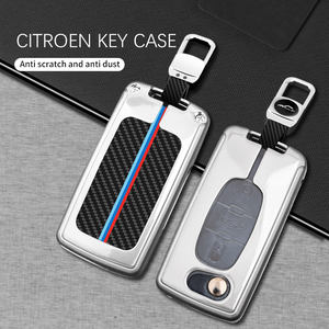 Boîtier de clé de protection en métal dur en alliage de zinc en Fiber de carbone étui de clé à distance pour <span class=keywords><strong>peugeot</strong></span> accessoires de clé de <span class=keywords><strong>voiture</strong></span> - Product Image 6