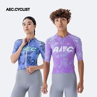 AEC.CYSLIST Maillot de cyclisme imprimé pour femme, manches courtes, fermeture éclair, respirant, découpé au laser, réversible, maillot de vélo de route pour équipe professionnelle
