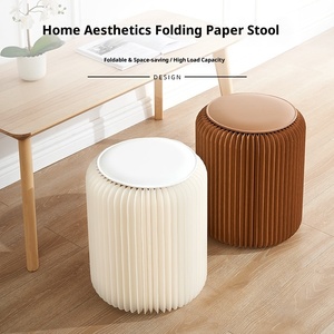 Tại Chỗ Bán buôn hiện đại hình trụ gấp Phân phòng khách vải có thể gập lại lưu trữ di động Net nhỏ màu đỏ trẻ em Phân - Product Image 2