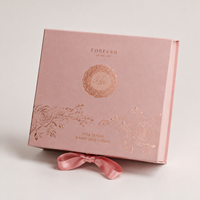 Boîte cadeau magnétique rose de qualité supérieure pour flacon de soin de la peau, emballage personnalisé pour produits de soin, boîte vide avec logo estampé rose pour ensemble de sérum et crème