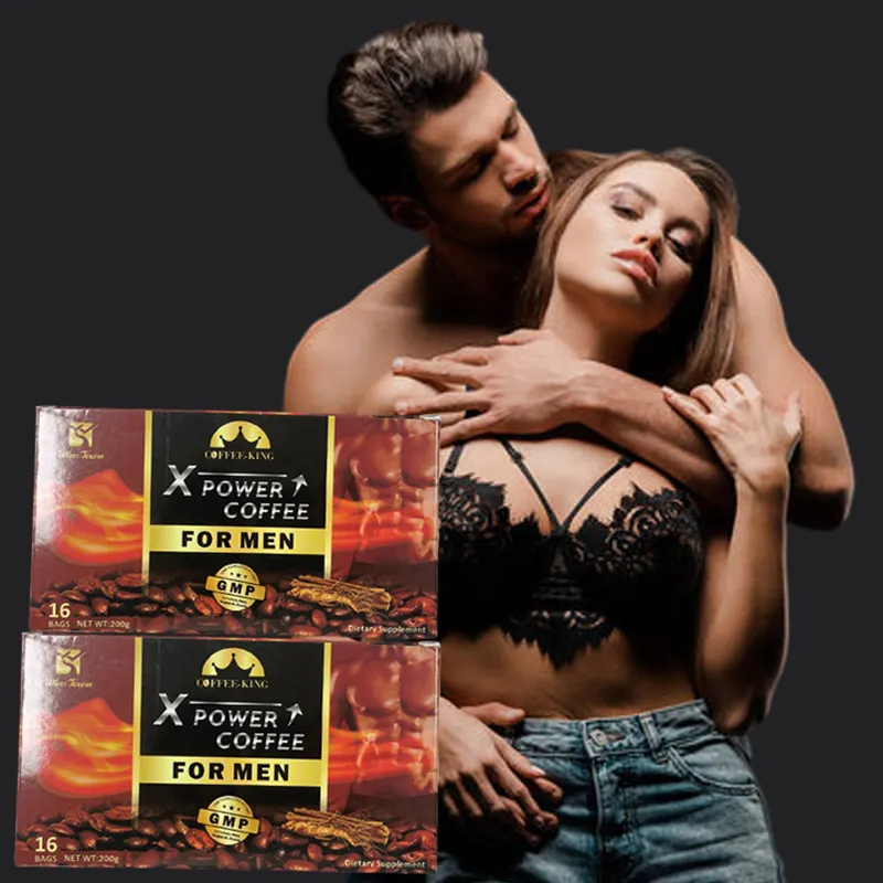 Man X Power Energy café suplemento dietético Hombres Riñón Maca café Instantáneo negro Etiqueta privada café de vitalidad masculina