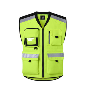 Likai Reflective Safety Vest Multi Pocket Fluorescent High Visibility Outdoor Cycling Work Apparel With Custom Logo Support - Product Image 5