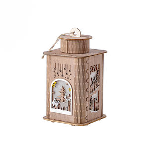 Colgante navideño de madera Adornos navideños Luz Elk Santa LED Mesa de madera Luz Decoración navideña - Product Image 1