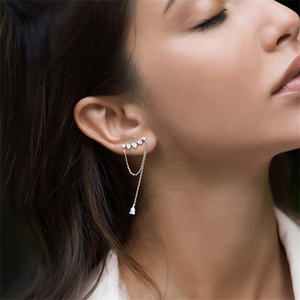 FUAMAY — Boucles D'oreilles en diamant, bijoux de danse, 2021, en forme de goutte d'eau, Long, chaîne grimpante, en forme de goutte d'eau - Product Image 4