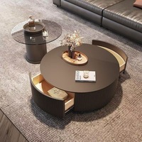 Ensemble de table basse ronde au design pratique et élégant, avec tiroirs en bois, table basse pour meubles d'intérieur