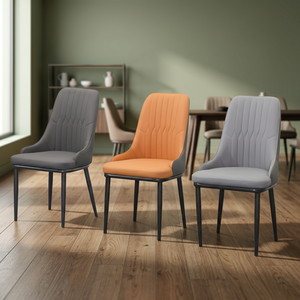 Silla Moderna para Sala de Estar con Respaldo Acolchado, Patas de Metal, Tapicería de Cuero, Diseño Contemporáneo para Hogar, Apartamento, Hotel - Product Image 1