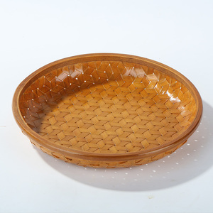 Ambachtelijke Geweven Fruitschaal-Natuurlijke Bamboe Serveerschaal Met Modern Ontwerp Voor Feestvoedsel En Huisdecoratie - Product Image 1