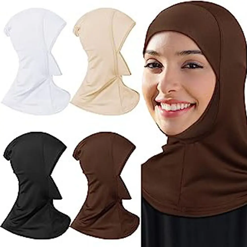 New Wholesale Muslim Women Hijab Cap Under Scarf Solid Color Stretchy Soft Full Cover Neck Shawls Turban Cap