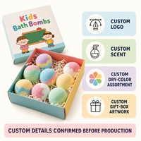 Coffret Cadeau de 8 Bombes de Bain Rondes Colorées pour Enfants, Emballage Thème Scolaire Dessin Animé, OEM, Marque Privée, Vente en Gros
