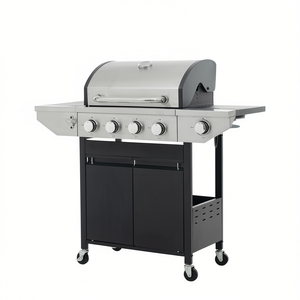 Parrilla de gas propano de acero inoxidable de 4 quemadores con quemador lateral y termómetro para barbacoa y camping al aire libre - Product Image 1