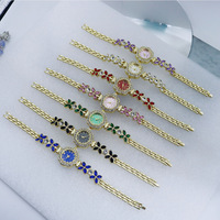Jam Tangan Gelang Bunga Dial Kecil untuk Wanita Versi Kristal Korea Jam Tangan Kuarsa Bulat Modis Sederhana Jam Tangan Wanita