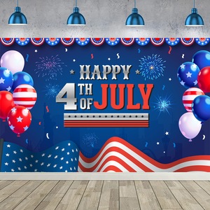 <span class=keywords><strong>Feliz</strong></span> 4 de Julio fiesta al aire libre ambiente de fiesta Establecer banderas Decoración de pared tela de fondo para el Día Nacional Día Conmemorativo - Product Image 1