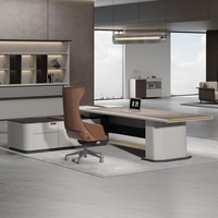 Furnitur Kantor Komersial Panel Kayu Ramah Lingkungan Mewah Modern, Mudah Dirakit, Dapat Diperpanjang, Desain Meja Direktur/CEO/Bos