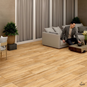 Baldosas de porcelana multicolor de 200x1200 mm con aspecto de madera mate para pisos y paredes, superficie rústica con grabado. - Product Image 4