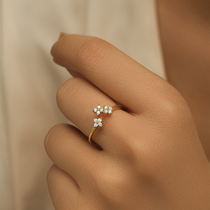 Simple Flower <b>Open</b> <b>Ring</b> New 925 Silver and Gold Plated for Wedding and Party - Product Image 6