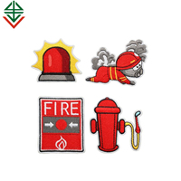 Autocollants de camion de pompiers pour enfants, dessin animé, patchs en tissu sergé brodés à repasser, badges