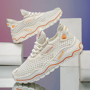 Chaussures décontractées confortables pour hommes, tendance et élégantes, antidérapantes, respirantes, en tissu maillé uni - Product Image 3