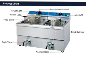 <span class=keywords><strong>Friteuse</strong></span> à pommes de terre <span class=keywords><strong>industrielle</strong></span> double commerciale à vente chaude, électrique, avec des réservoirs profonds de 10 à 12 L pour les restaurants, la vente au détail et les hôtels - Product Image 2