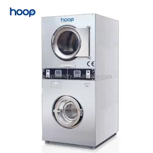 Hoepel 10Kg Elegante Munt Gestapeld Wasmachine Droger Commerciële Wasmachine Voor Wasserette