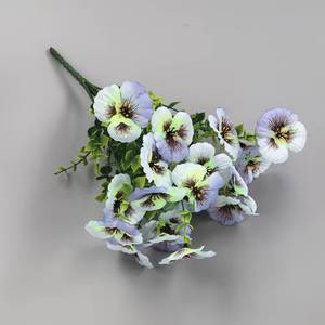 Ramo de Pansies Artificiales, Flores de Seda y Plástico de Alta Simulación, Decoraciones para Interiores y Bodas, en Naranja Fluorescente, Morado y Amarillo - Product Image 3