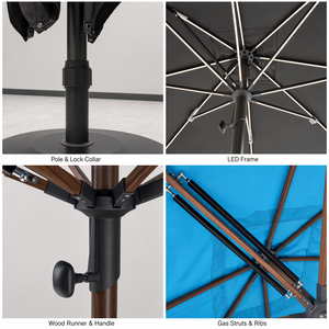 Sombrilla para Exteriores Resistente a la Intemperie, Estructura de Aluminio Grueso, Sistema de Bloqueo con Pasador de Resorte, Toldo para Terraza - Product Image 5