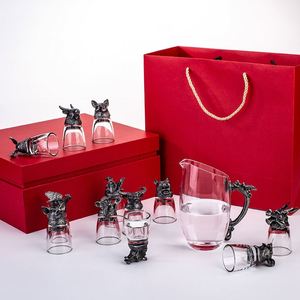 Design Novel 12 Zodiacal Animal Glass <b>Wine</b> Cup <b>Set</b> with <b>Gift</b> Bag - Product Image 2
