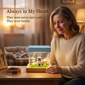 Boîte commémorative moderne pour animaux de compagnie avec projection holographique 3D, base en bois, interaction vocale, contrôle tactile, sans téléphone requis, personnalisable - Product Image 2