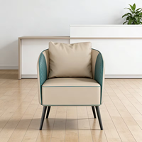 Fauteuil d'hôtel de luxe italien en cuir PU et velours, design moderne pour la maison, le bureau, l'atelier, le hall, la salle d'attente, la réception VIP, le hall d'entreprise