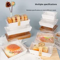Boîte d'emballage de sandwich en carton rectangulaire pour nourriture à emporter viande soie jaune d'oeuf bouffée neige bouffée gâteau rouleau