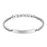 Bracelet en acier inoxydable argenté de mode en gros, chaîne cubaine avec gravure de nom personnalisée pour hommes et femmes, usage quotidien/affaires