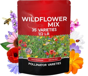 340 000 graines de fleurs sauvages, 1/2 lb, 35 variétés mélangées, fleurs annuelles et <span class=keywords><strong>vivaces</strong></span>, non-OGM, attirant les papillons, pots de fleurs, jardinières - Product Image 1