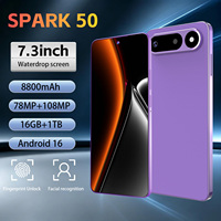 Vente en gros de téléphones portables SPARK 50 5G, écran HD de 7,3 pouces, batterie de 8800 mAh, 16 Go + 1 To, appareil photo 108 MP, déverrouillage facial pour les affaires et le divertissement