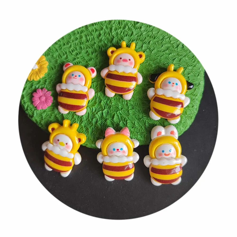 Hot Selling 100Pcs Hars Cartoon Bijen Ornamenten Ambachtelijke Bijen Baby Versieringen Voor Scrapbooking Telefoonhoes Haar Boog Centrum Decor