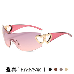 Y2K Heart <b>Frameless</b> Sunglasses UV400 Women's Fashion Sunshades Class 2 Plastic Metal <b>Frame</b> PC Lens - Product Image 5