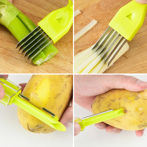Multi Functional Vegetable Cutter Stainless Steel Onion Slicer With Protective Cover For Shredded Scallions Kitchen Tool - Product Image 2