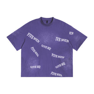 เสื้อยืดผู้ชายพิมพ์ลายโลโก้ตามสั่งขายส่ง - ผ้าฝ้ายทอ 100% หนัก 250GSM ทรงโอเวอร์ไซส์ - Product Image 2