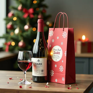 Sac en papier kraft recyclable de luxe personnalisé avec poignée torsadée pour une seule bouteille de vin - Product Image 6