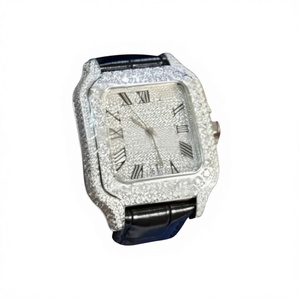 Reloj Mecánico para Hombre con Correa de Moissanita, Esfera Cuadrada de Acero Inoxidable, Cristal de Zafiro Grado VVS - Product Image 1