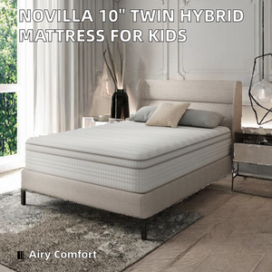 Matelas <span class=keywords><strong>Novilla</strong></span> Queen Twin 10 pouces respirant Euro Top en mélange de coton hybride à ressorts ensachés, mousse à pression réduite, fermeté moyenne - Product Image 2