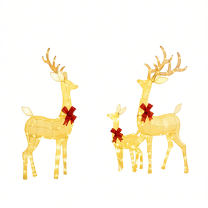 Décorations de Noël en forme de cerf gonflables pour l'extérieur avec nœuds rouges et éclairage pour la saison des fêtes - Product Image 1