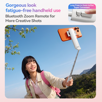 Nouveau bâton de selfie magnétique invisible 2026, support de téléphone de poche à ouverture rapide avec télécommande zoom et mousqueton pour la prise de vue de vlogs