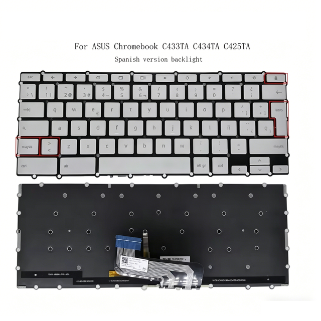 Spanish Backlit Keyboard for Asus Chromebook Flip C434 C425 C434TA C425TA C433TA C433TA-BM3T8 DSM4T DH342T 2-in-1 Laptop ASM18J2