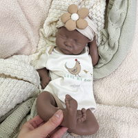 Bébé garçon africain non peint, en silicone souple, 18 pouces, entièrement en silicone solide, yeux fermés, lavable, nouveau-né noir
