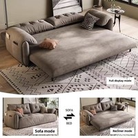 Canapé-lit carré moderne en tissu avec cadre métallique, inclinable, pliable, extensible, convertible, avec rangement, lavable, 3 places, housse amovible